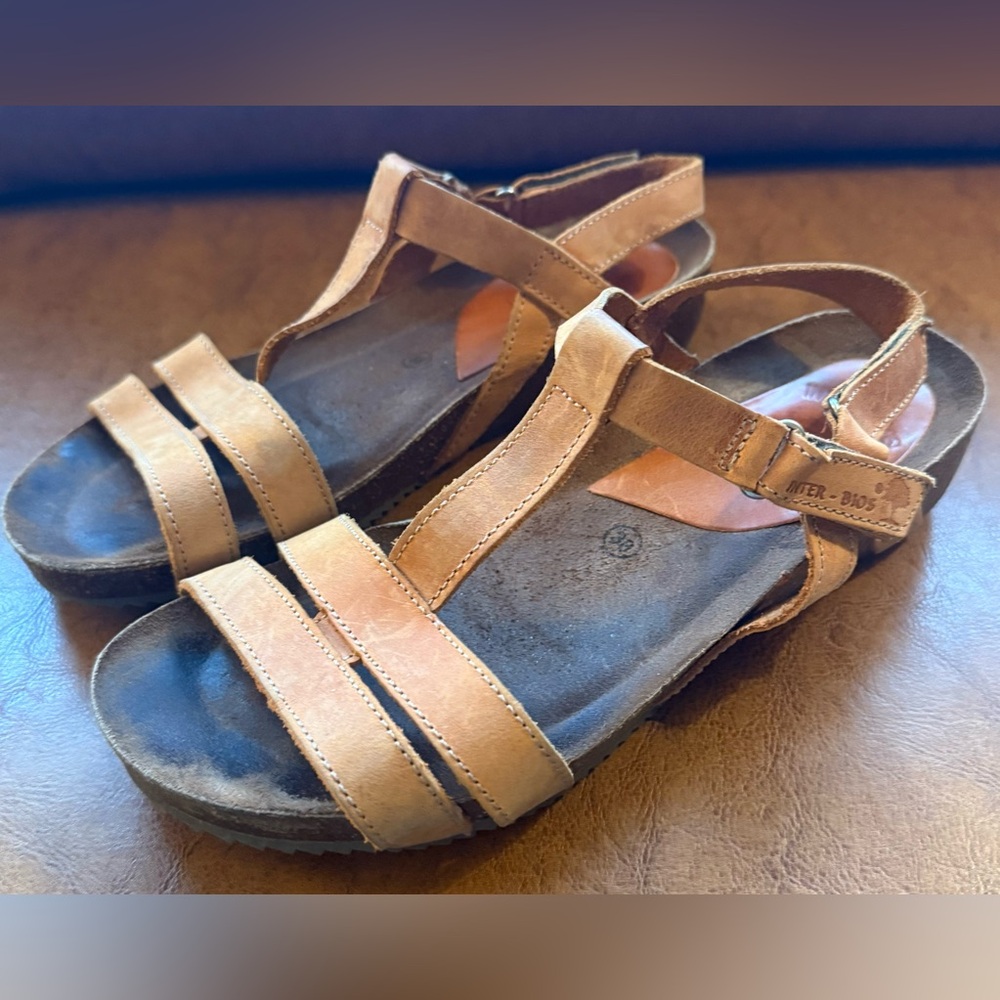Inter-Bios Bio Leather Strappy Comfort Sandals Women EU 38 US 7–7.5 Spain - Picture 2 of 7